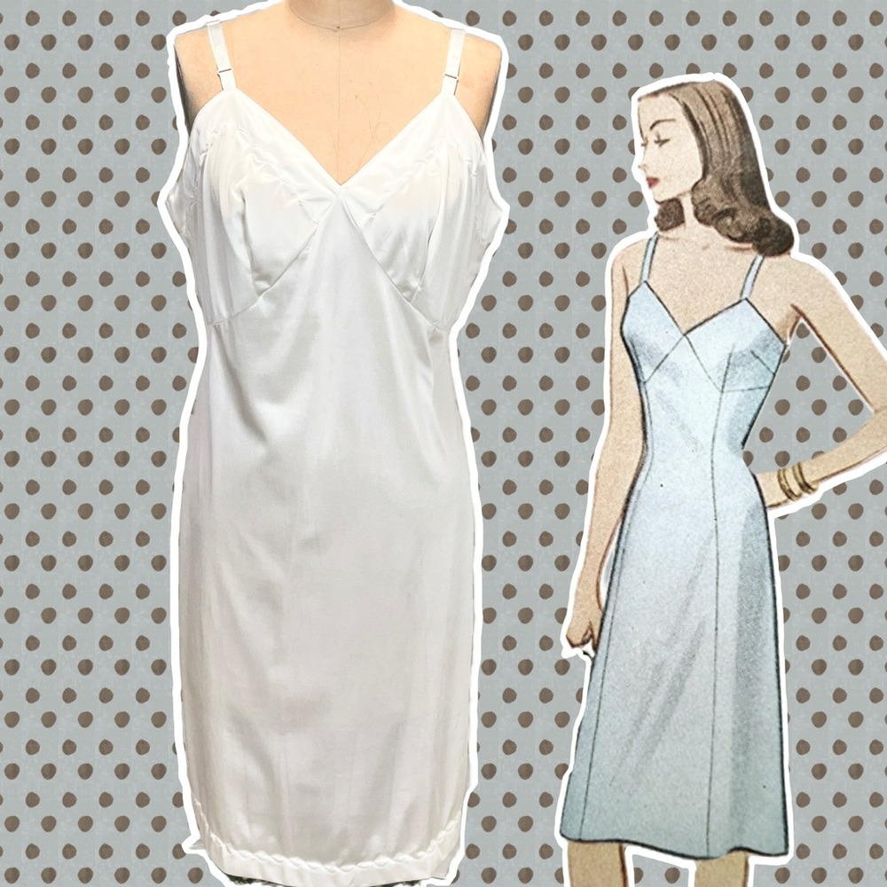 VINTAGE silky nylon dress‎ slip midi adjustable straps lingerie chemise 70s 80s
